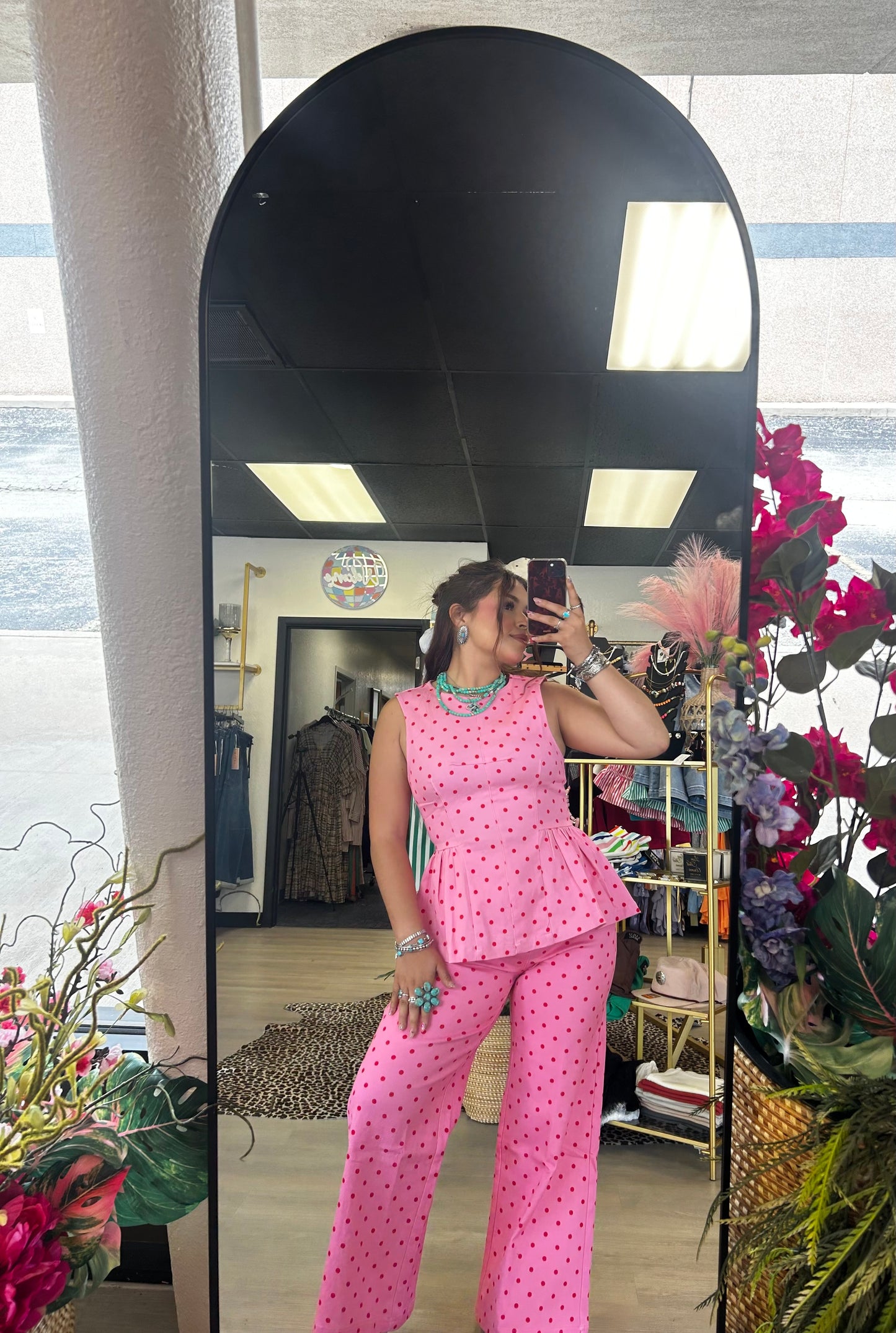 Pink Polka Dot Top
