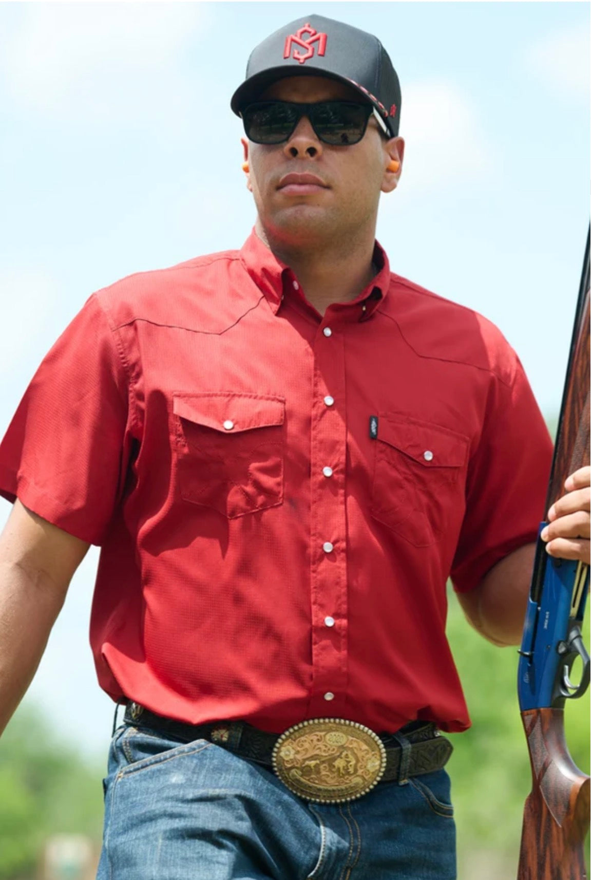 Men’s Red Pearl Snap