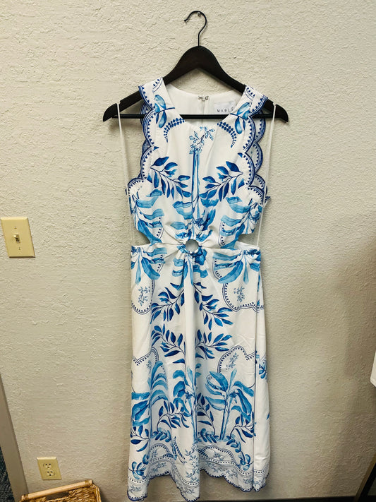 Printed Scallop Midi Dress