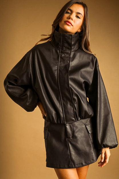 Leather Balloon Jacket