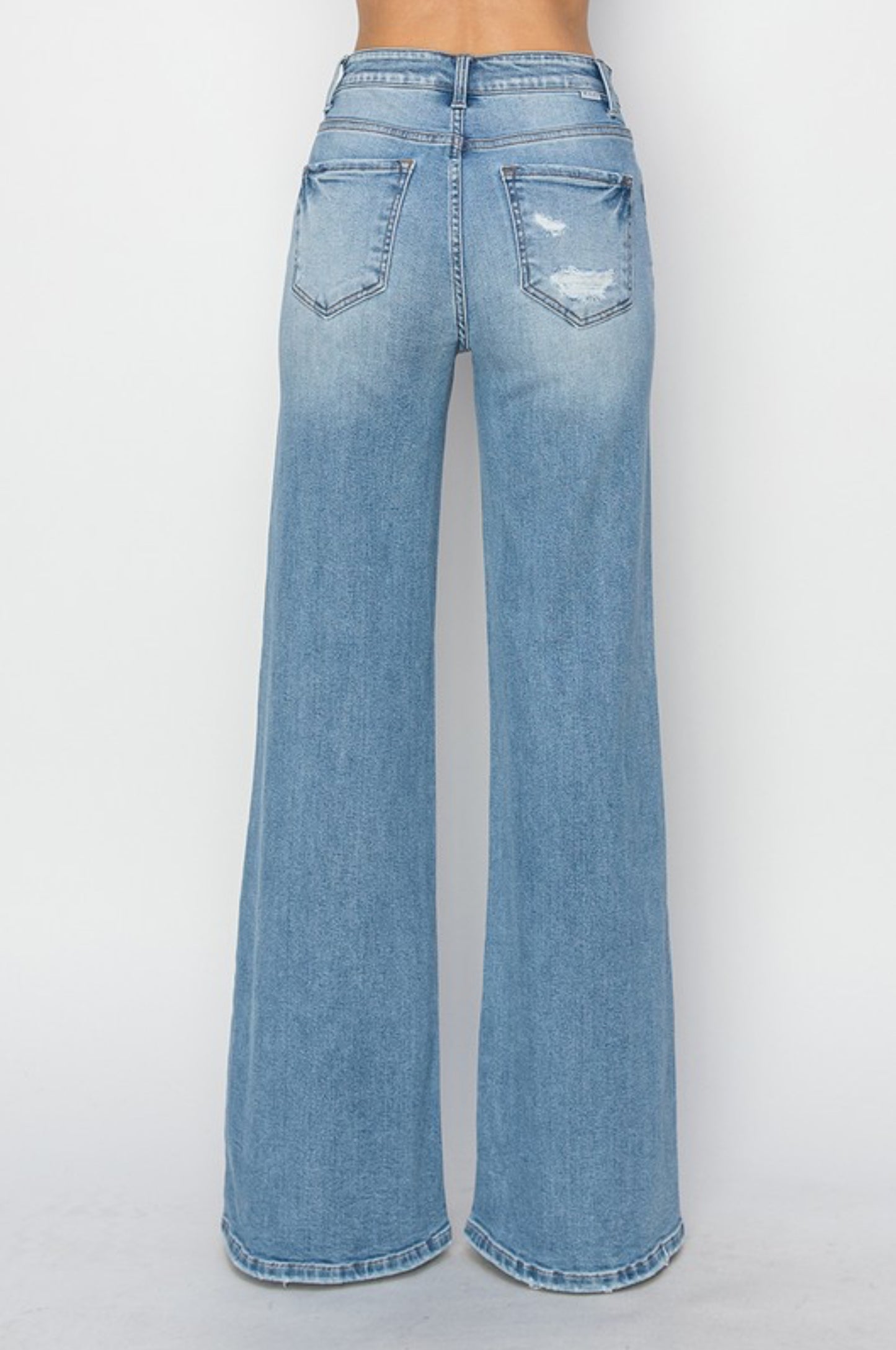 High Rise-Wide-Heavy Distressed Jeans