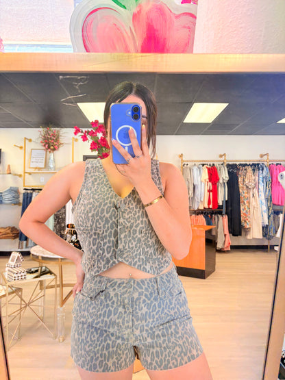 Wild Child Cheetah Cropped Vest