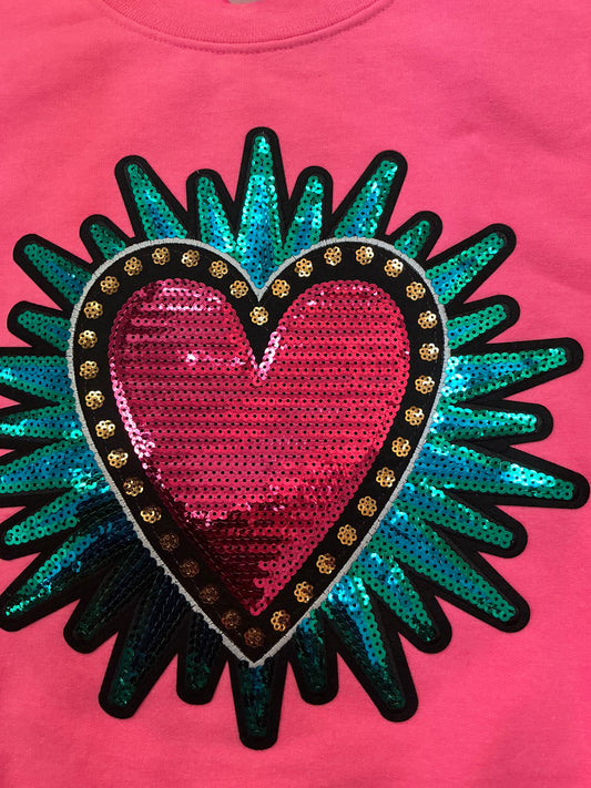 Pink and blue heart sweater