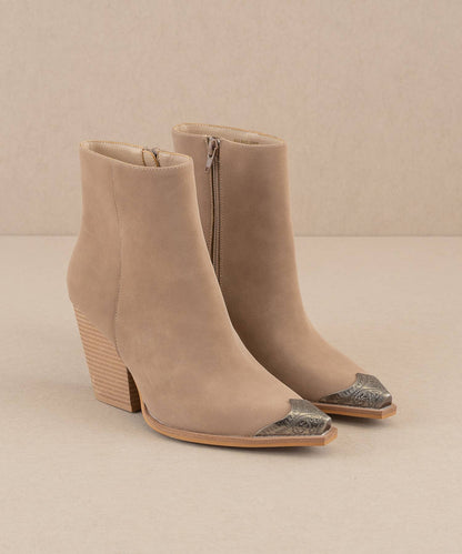 The Zion Cedar Wood | Elegant Western Bootie Metal Toe