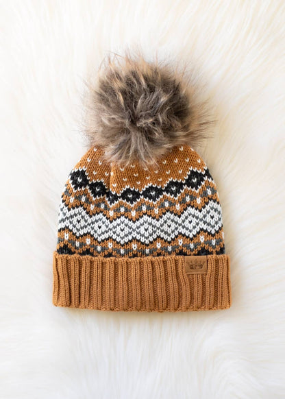 Camel Patterned Pom Hat