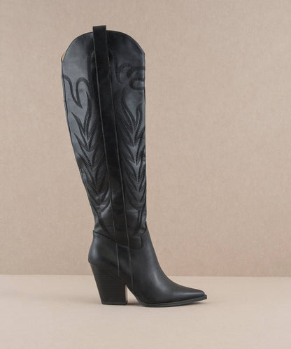 (Copy) The Bronco Black | Knee High Cowboy Western Boot