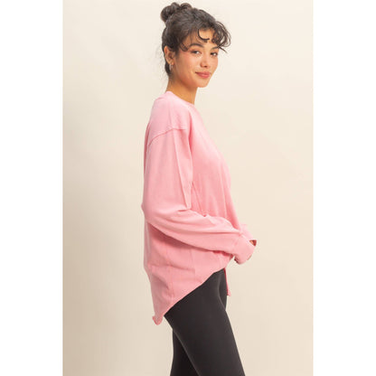 Mineral Washed Drop Shoulder Long Sleeve T-Shirt