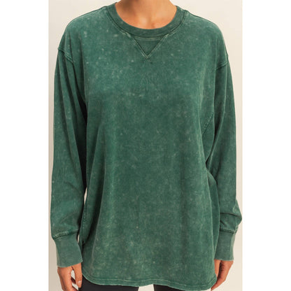 Mineral Washed Drop Shoulder Long Sleeve T-Shirt