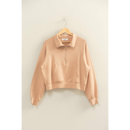 Scuba Half Zip-Up High Neck Collar Sweatshirt