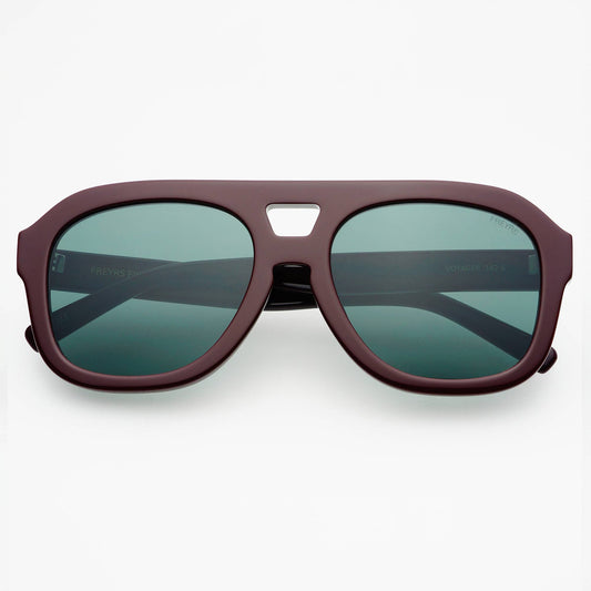 Burgundy Voyager Acetate Oversized Aviator Sunglasses