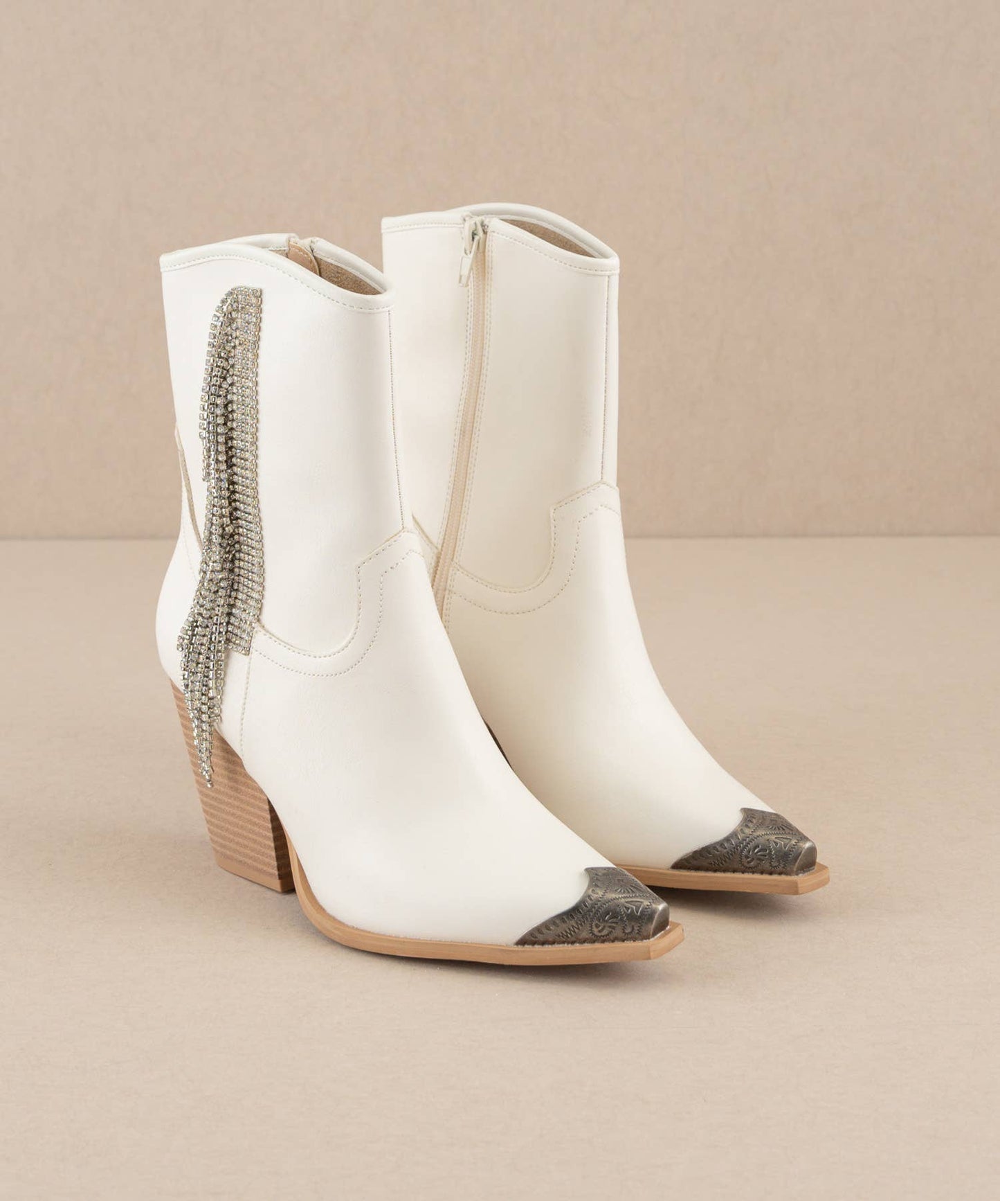 Kai White Rhinestone Fringe Boots