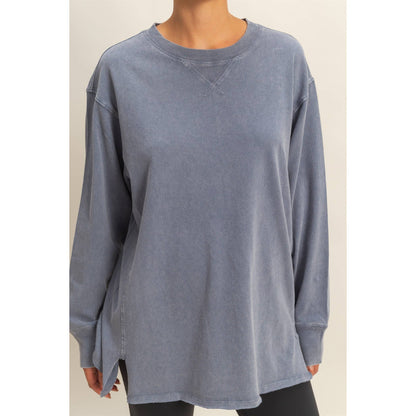 Mineral Washed Drop Shoulder Long Sleeve T-Shirt