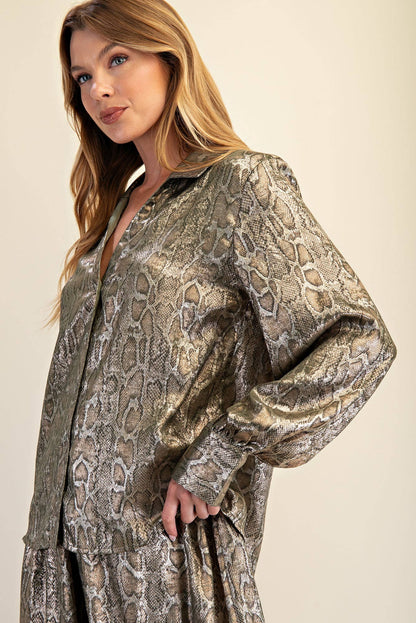 V-Neck Collar Button Down Shirt