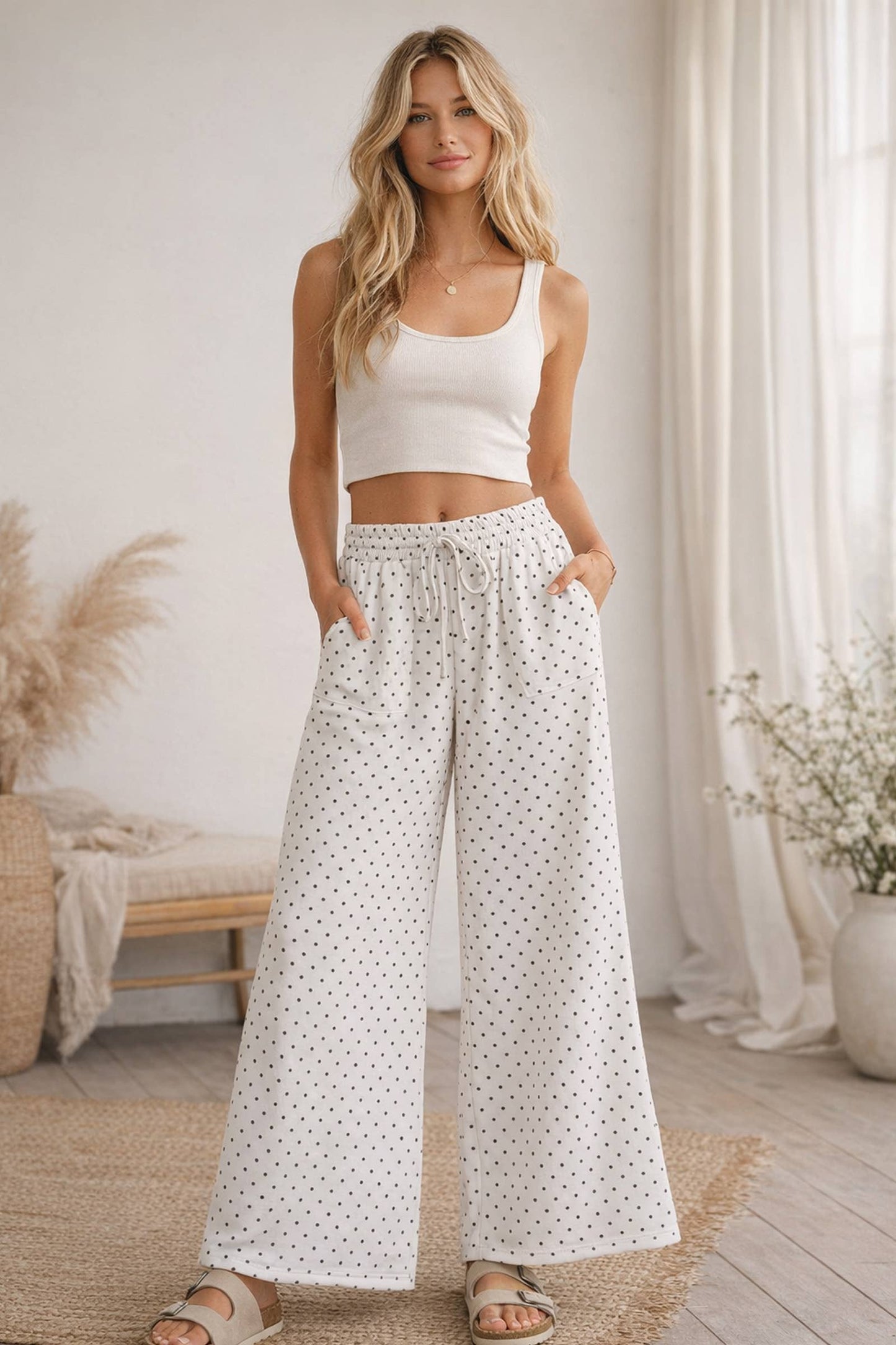 Polka Dot Wide Leg Pants