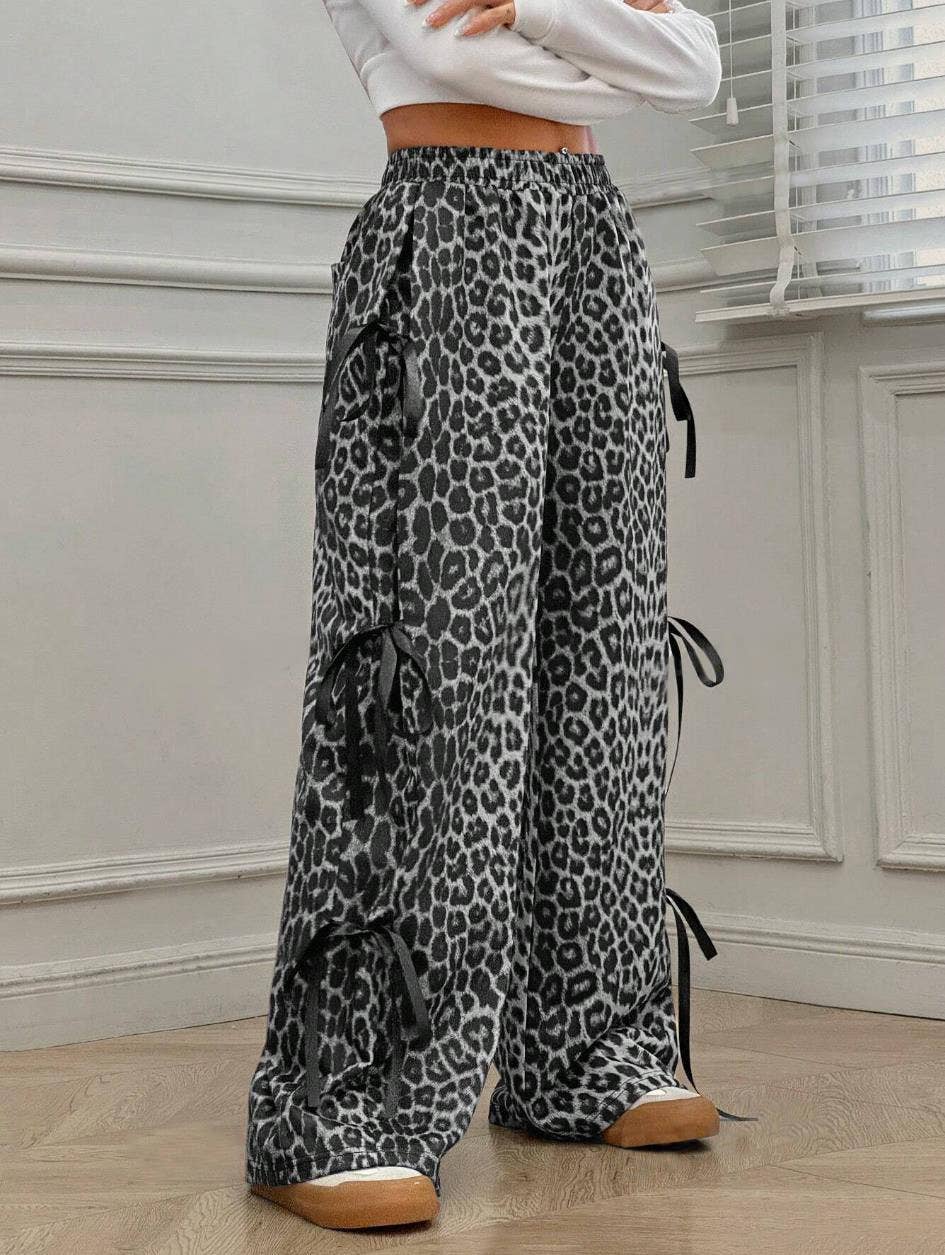 Leopard bow pants