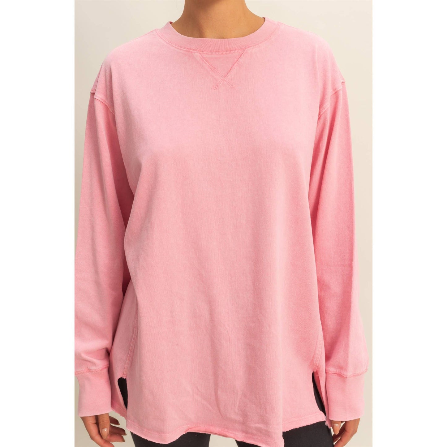 Mineral Washed Drop Shoulder Long Sleeve T-Shirt
