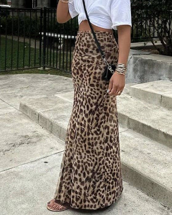 Leopard Print Y2K Skirt