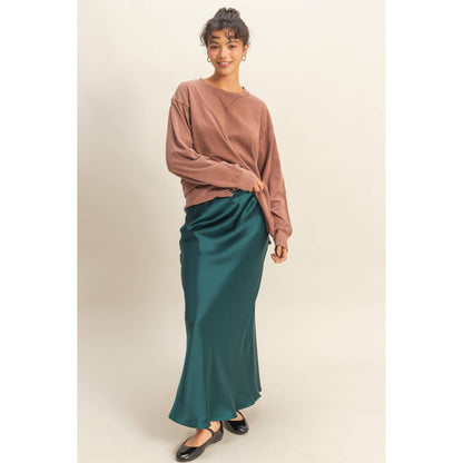 Mineral Washed Drop Shoulder Long Sleeve T-Shirt