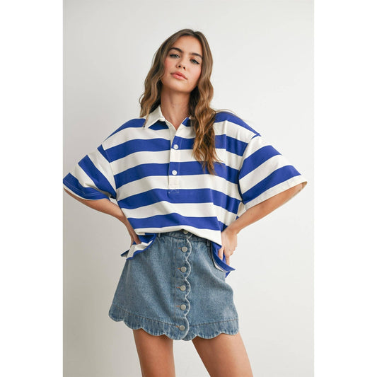 Striped Oversized Polo Shirt - BMT7710