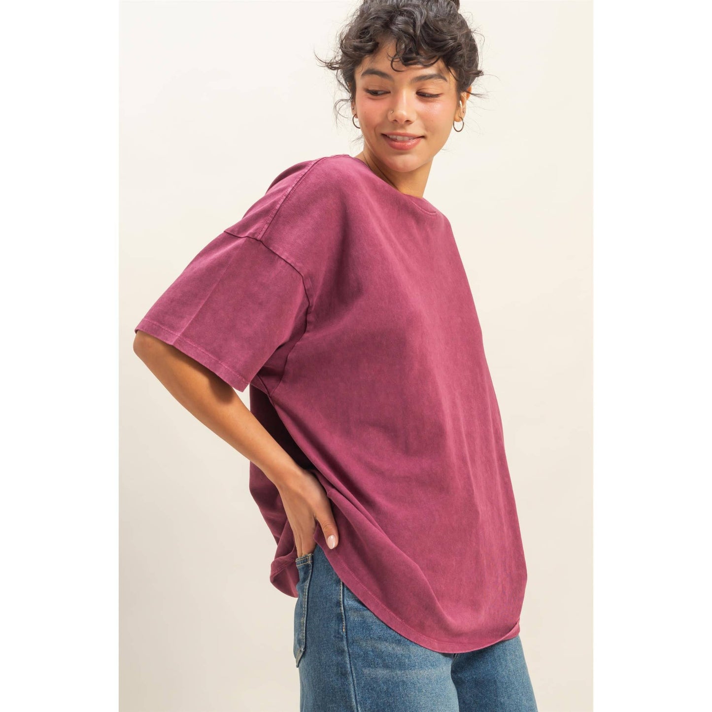 Mineral Washed Oversized Crew Neck Tee
