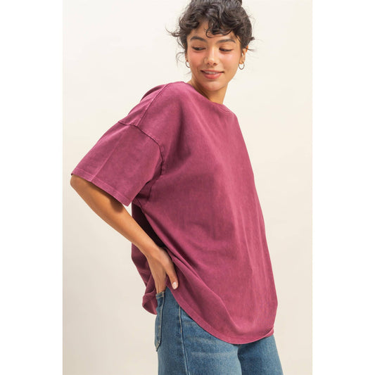 Mineral Washed Oversized Crew Neck Tee