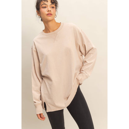 Mineral Washed Drop Shoulder Long Sleeve T-Shirt