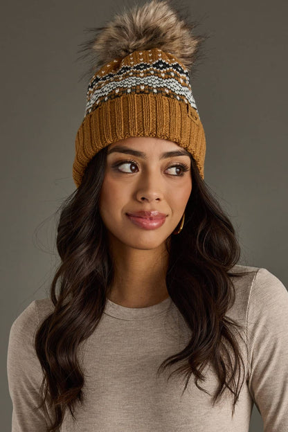 Camel Patterned Pom Hat
