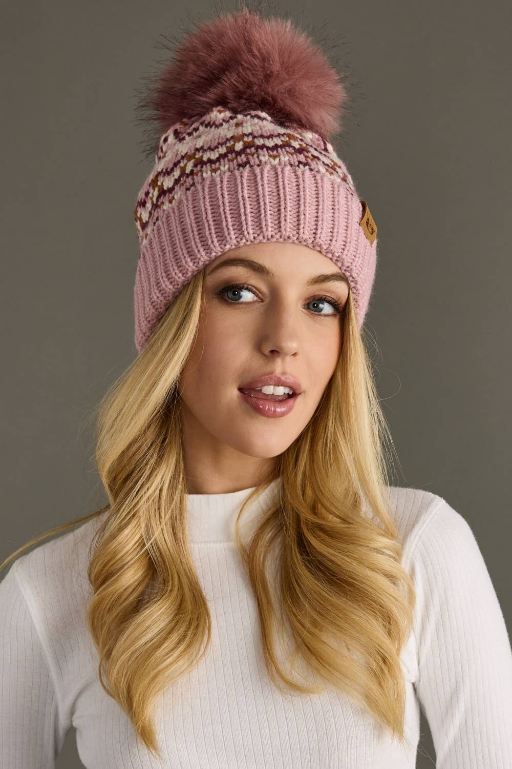Pink Rust Pom Hat