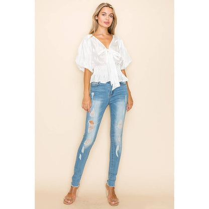 Lottie Balloon Sleeve Satin Blouse