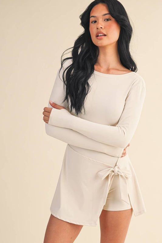 Dreamy Long Sleeve Wrap Tie Front Dress