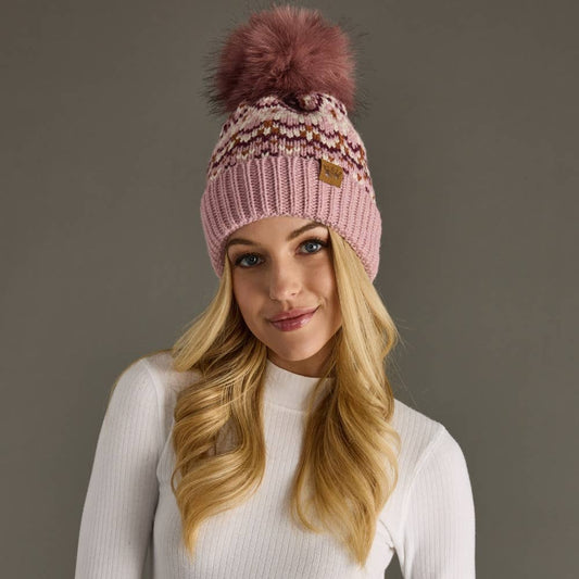 Pink Rust Pom Hat