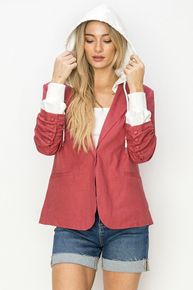 Linen blazer hoodie