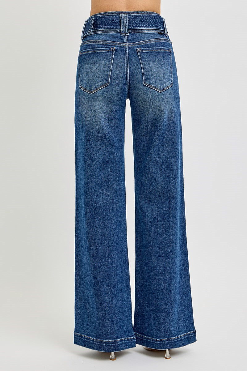 High rise belted jeans