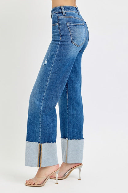 High Rise ankle cuffed jeans