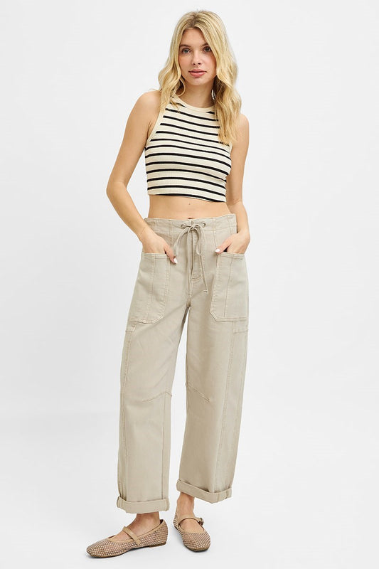 Barrel-cargo cuffed pants