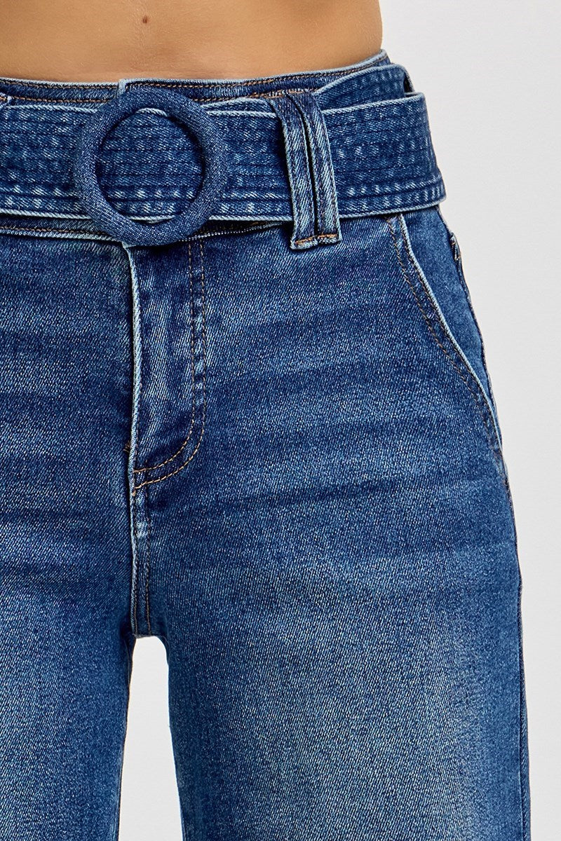 High rise belted jeans