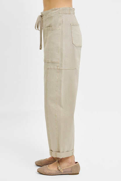 Barrel-cargo cuffed pants