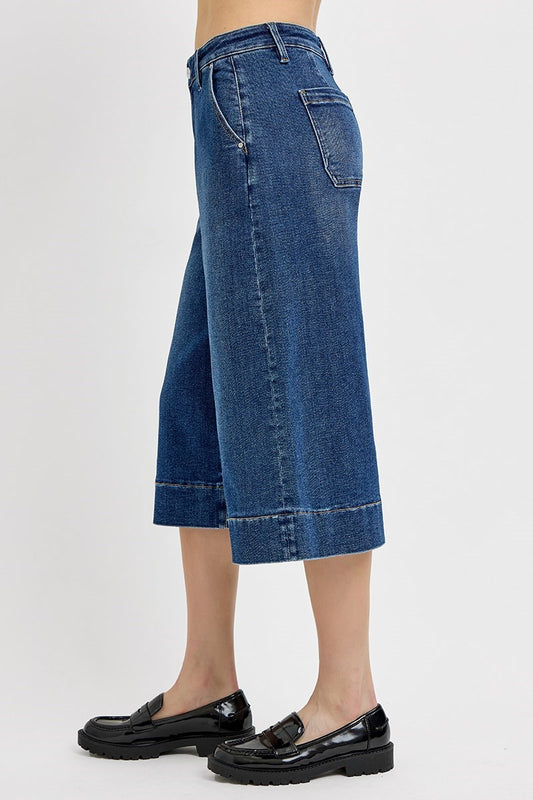 Crop wide-culotte jeans
