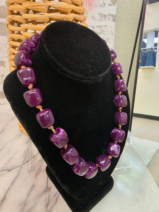 Square Plum Beated Necklace