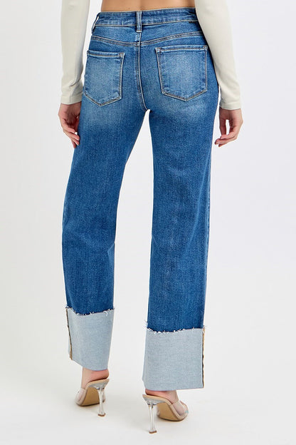High Rise ankle cuffed jeans